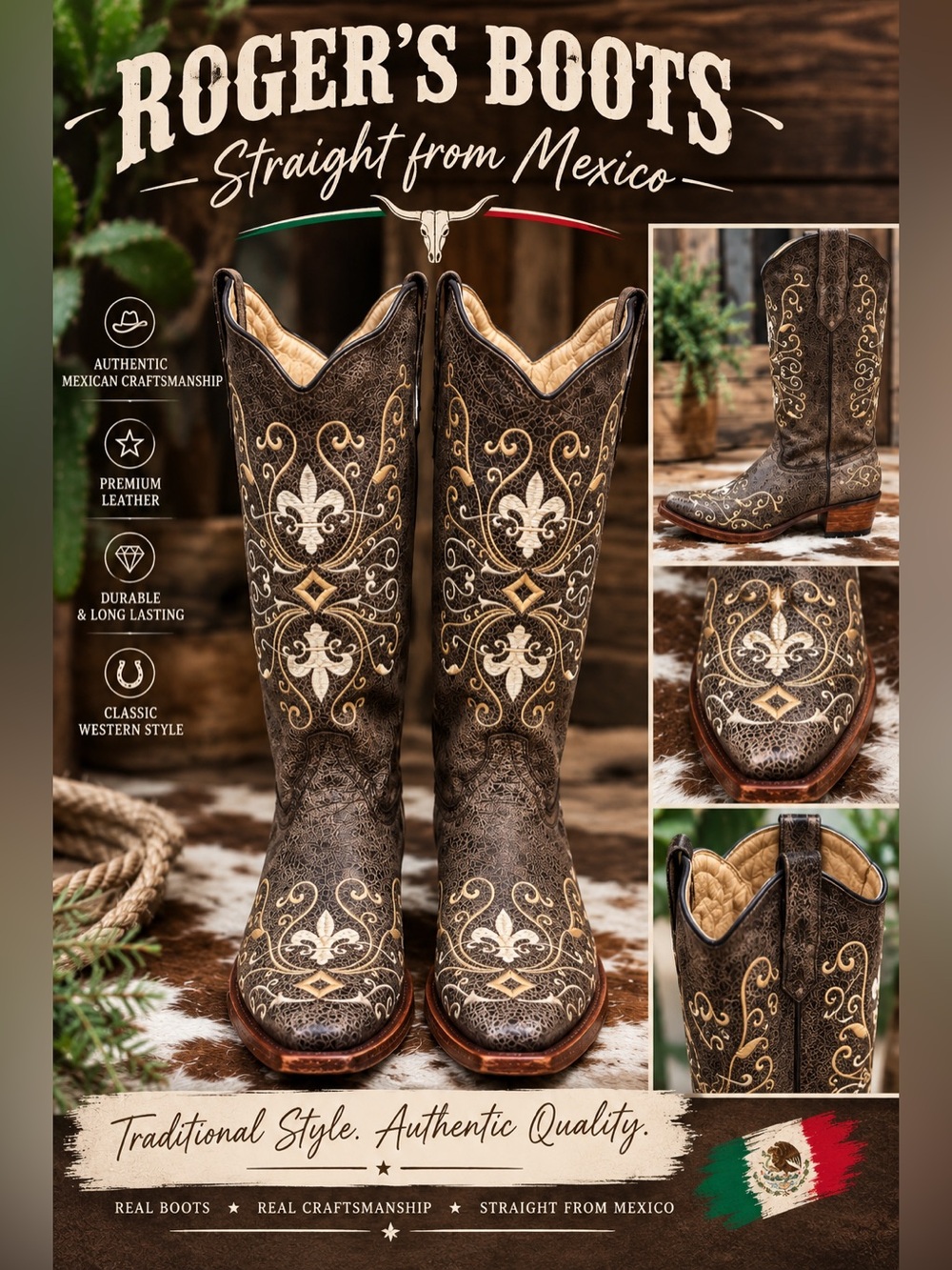 Women's Brown Embroidered Western Boots